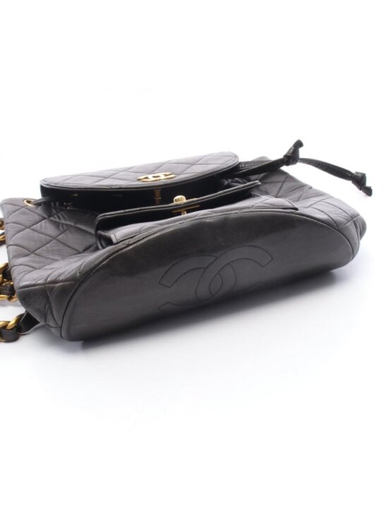 Chanel Backpack Quilted Black Lambskin Double Turnlock Chain main image 8